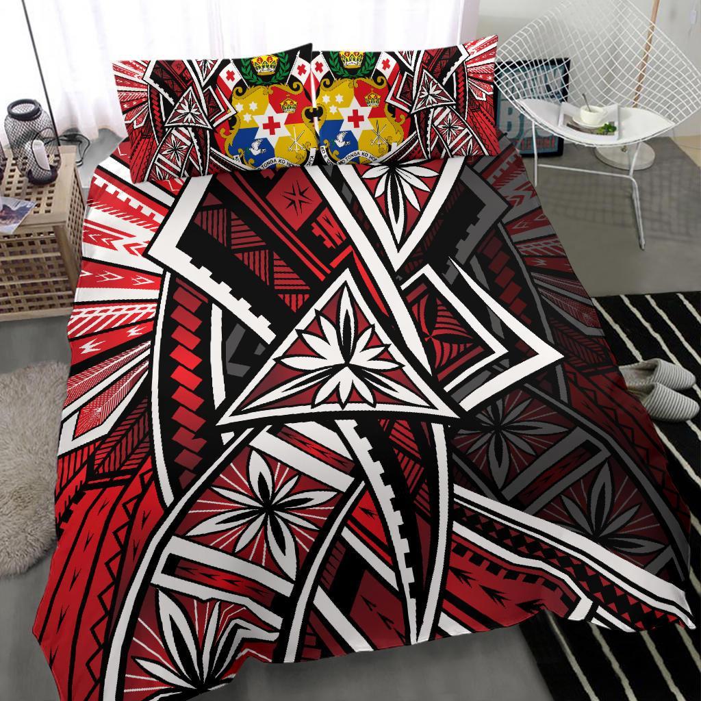 Tonga Polynesian Bedding Set Tribal Flower Special Pattern Red Color
