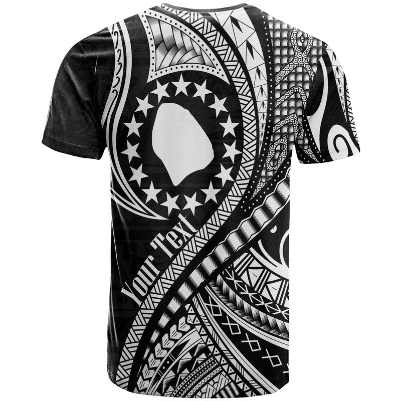 (Custom Personalised) Atiu Cook Islands T Shirt Black Polynesian Wave Style