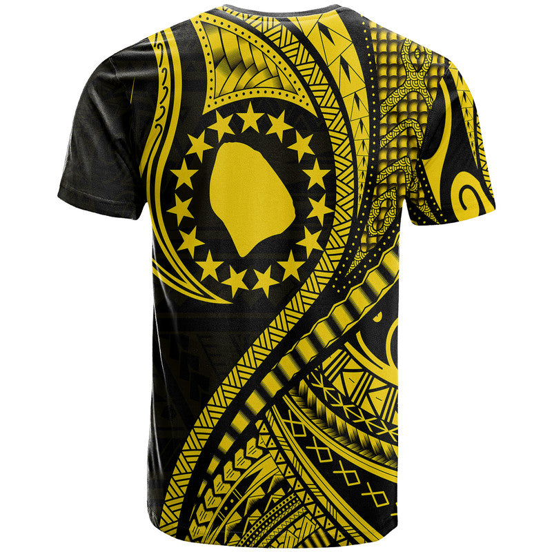 Atiu Cook Islands T Shirt Gold Polynesian Wave Style