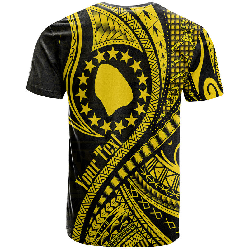 (Custom Personalised) Atiu Cook Islands T Shirt Gold Polynesian Wave Style