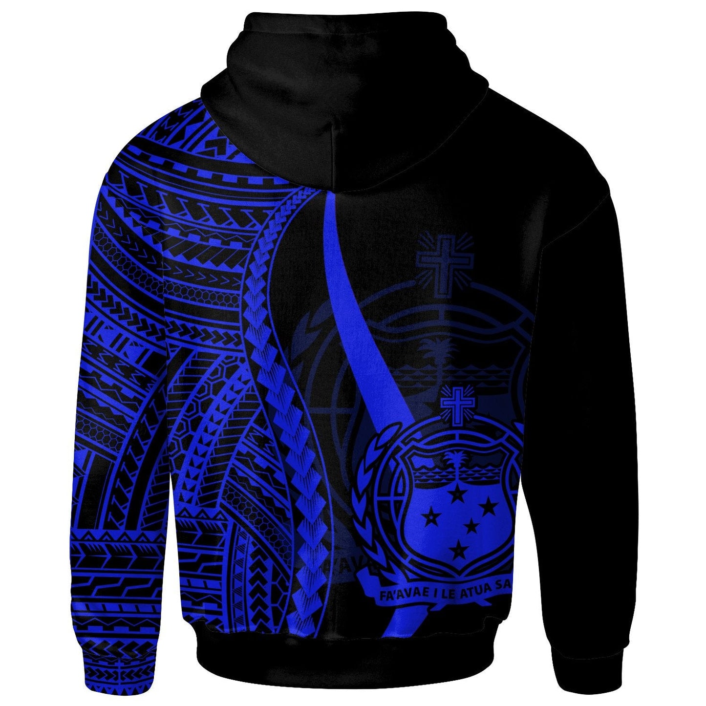 Samoa Hoodie Blue Tentacle Tribal Pattern