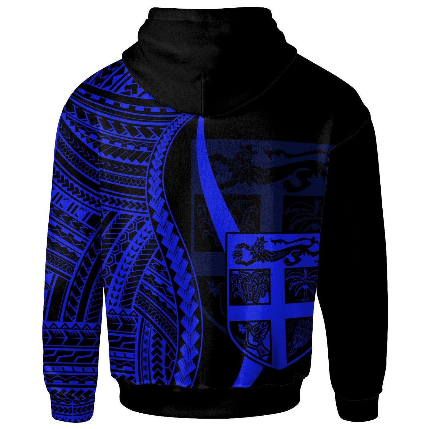 Fiji Zip Up Hoodie Blue Tentacle Tribal Pattern