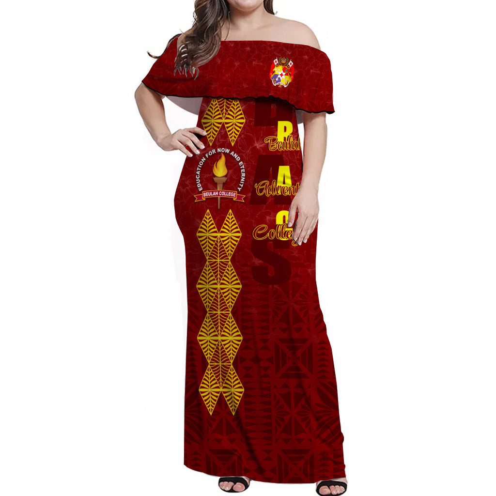 Tonga Beulah Adventist College Hibiscus Off Shoulder Long Dress BAC Old Girls