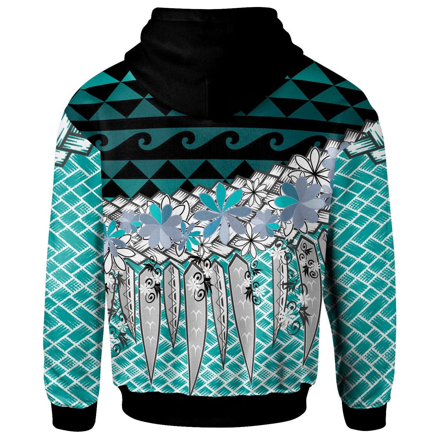 Guam Hoodie Coconut Leaves Weave Pattern Blue