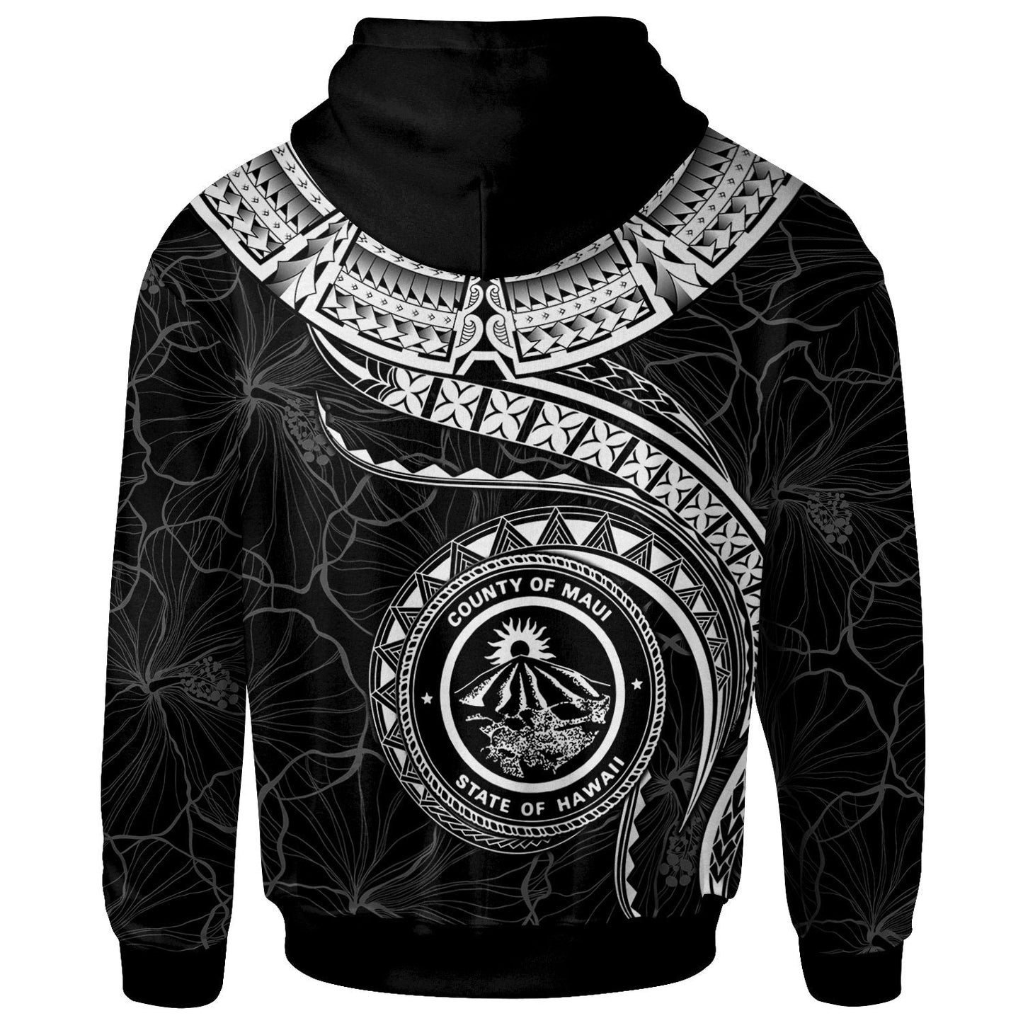 Polynesian Hawaii Hoodie Maui Polynesian Waves White