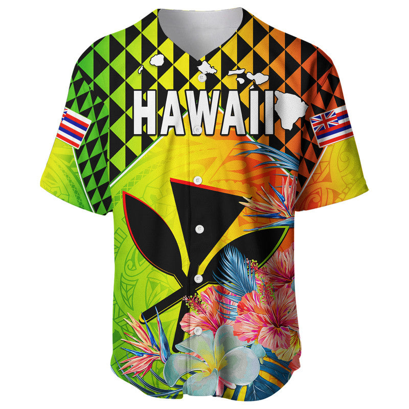 Hawaii Baseball Jersey Hawaiian Tribal Kanaka Maoli Hibiscus
