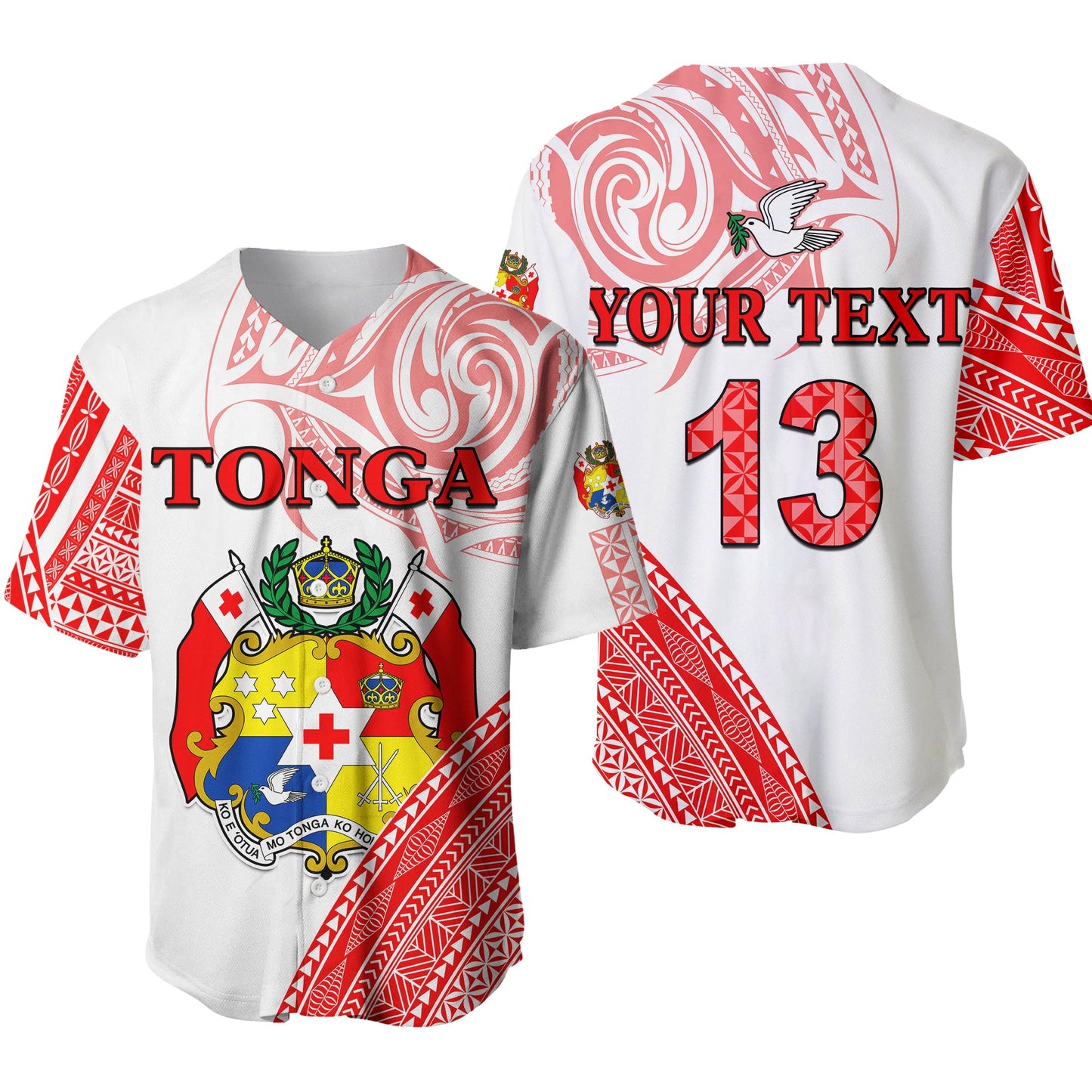 (Custom Text and Number) Tonga Baseball Jersey Tongan Pattern Blithesome