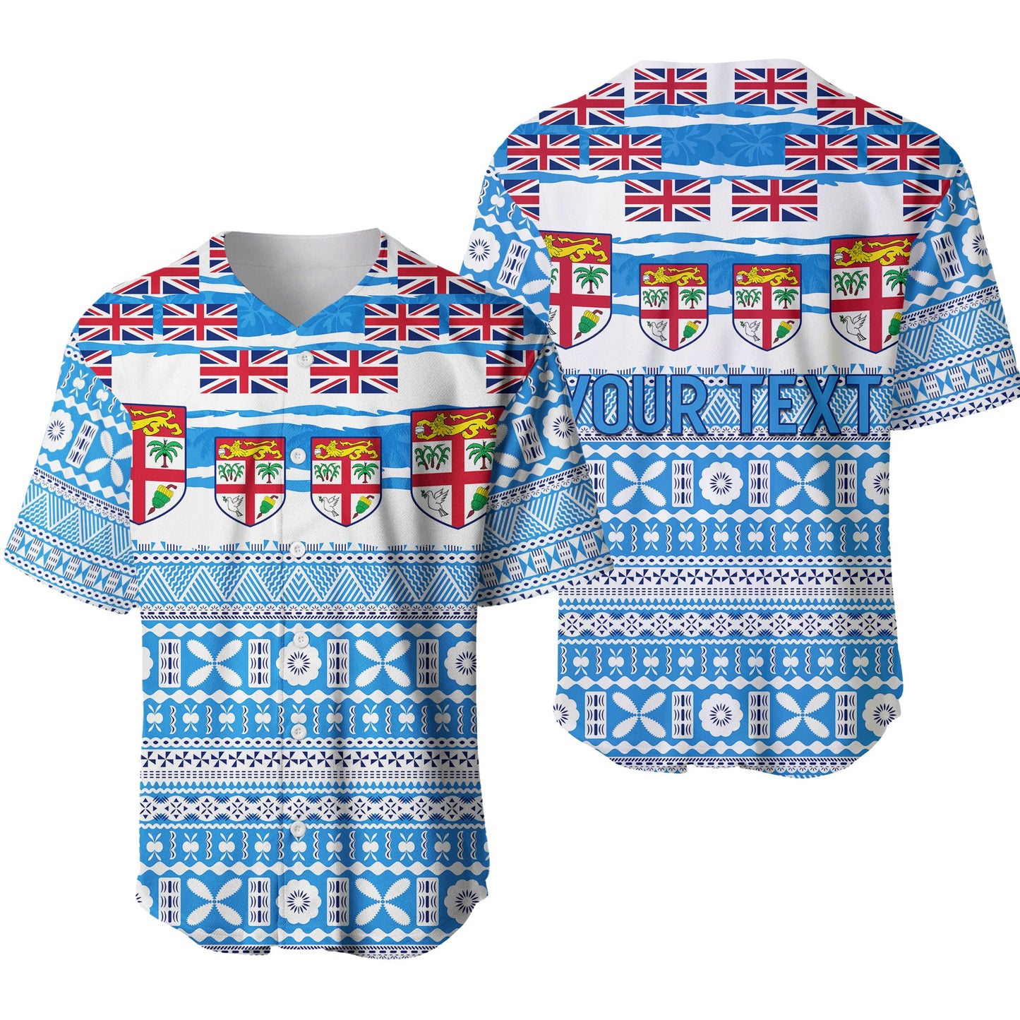 (Custom Personalised) Fiji Polynesian Baseball Jersey Fijian Tropical Flowers
