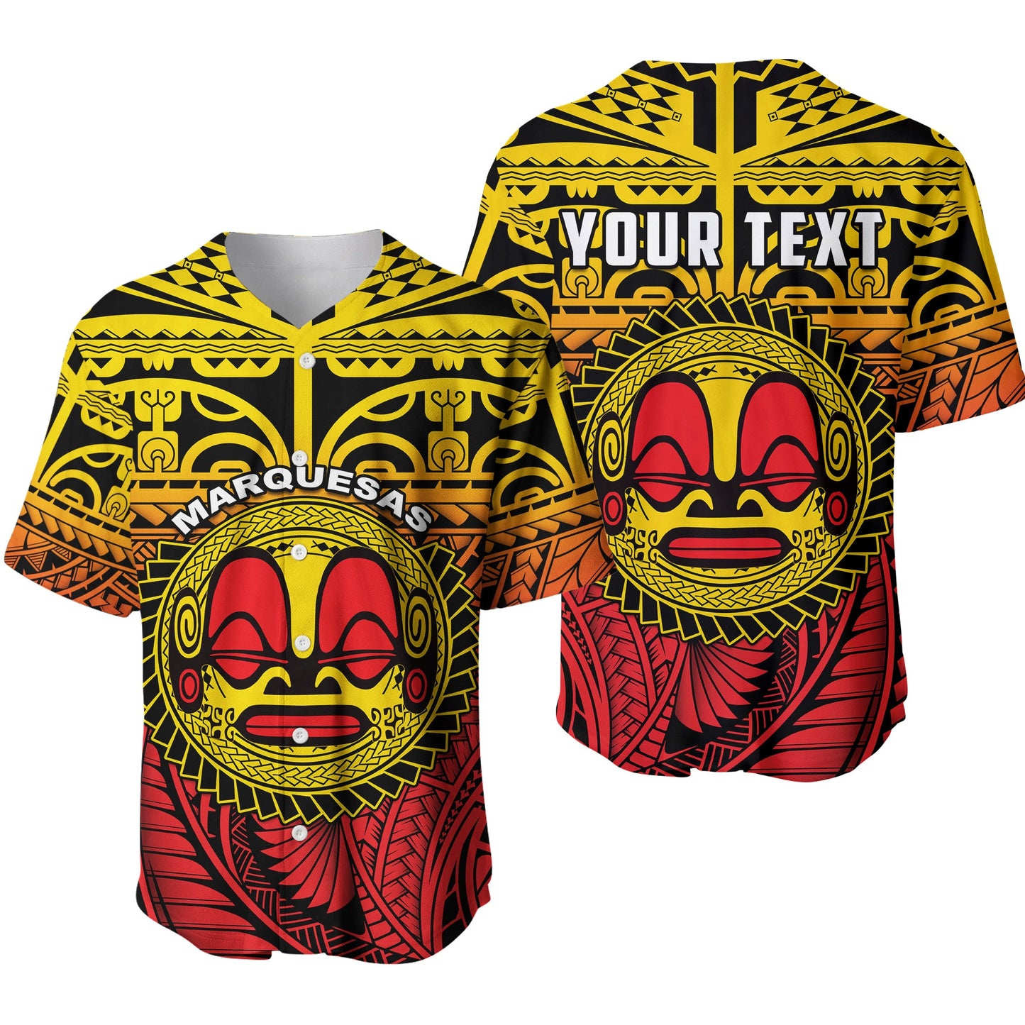 (Custom Personalised) Marquesas Islands Baseball Jersey Mata Tiki Polynesian Pattern