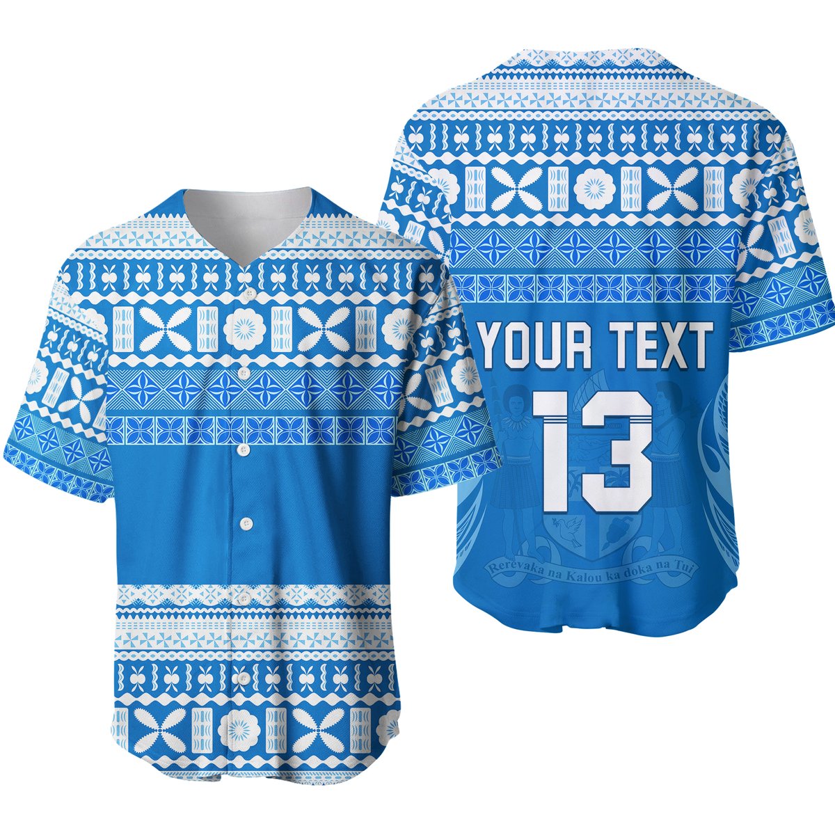 (Custom Text and Number) Bula Fiji Baseball Jersey Tapa Pattern
