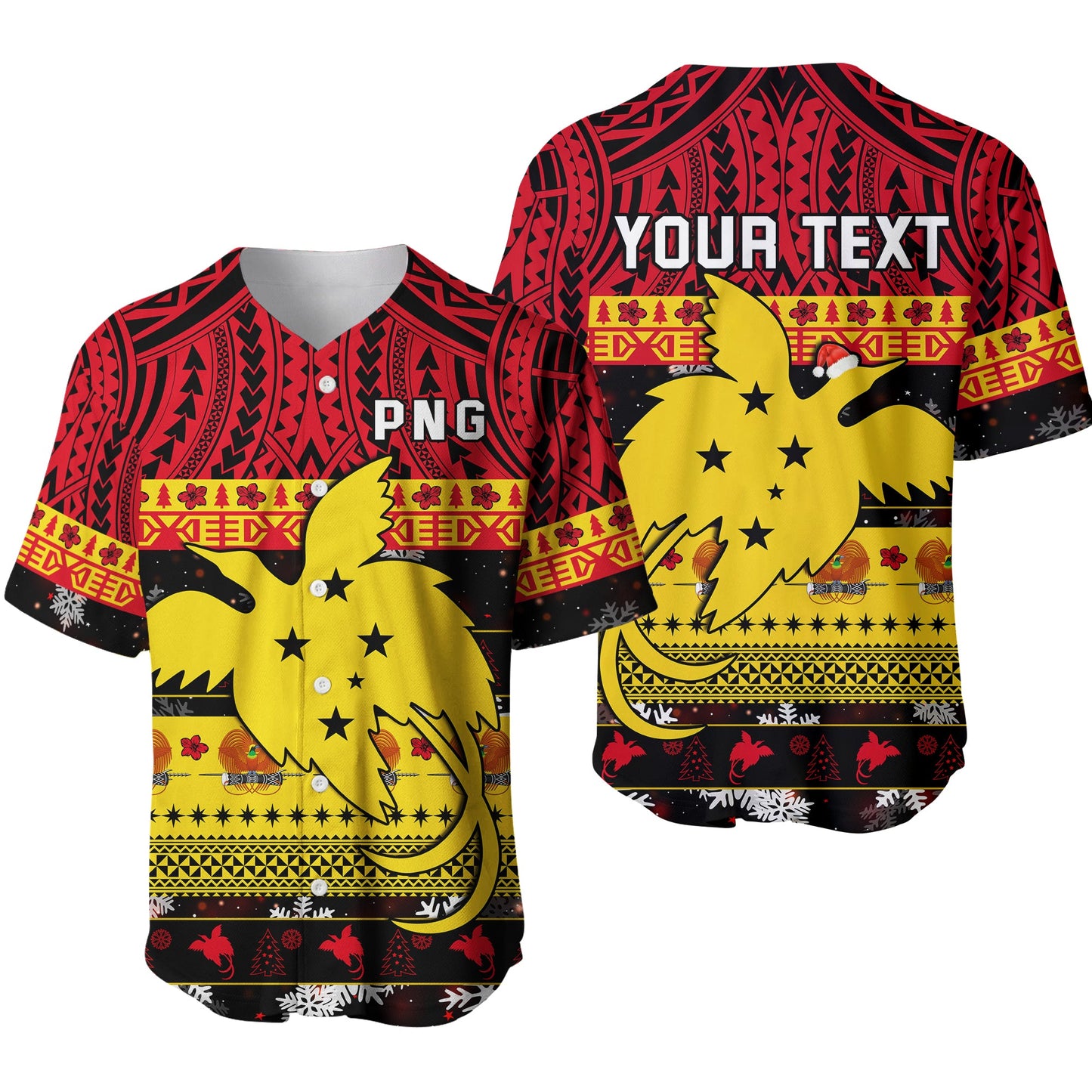(Custom Personalised) Papua New Guinea Christmas Baseball Jersey Raggiana Loved