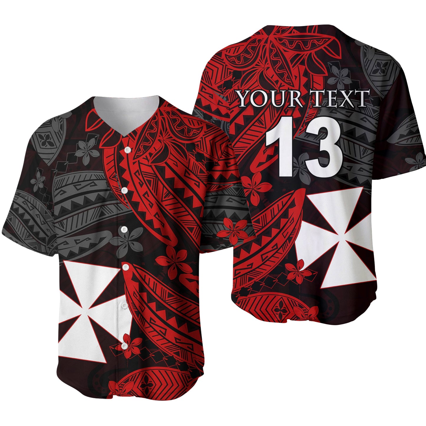 (Custom Text and Number) Wallis and Futuna Baseball Jersey Enjoy Polynesian Flowers