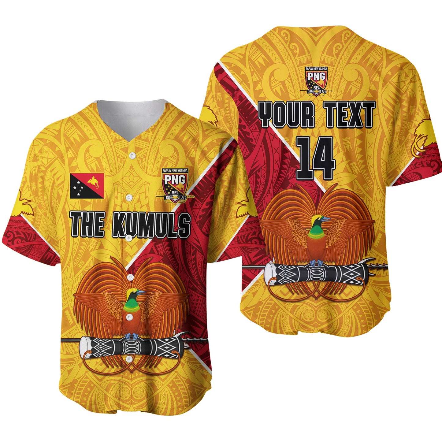 (Custom Text and Number) The Kumuls PNG Baseball Jersey Papua New Guinea Polynesian Dynamic Style