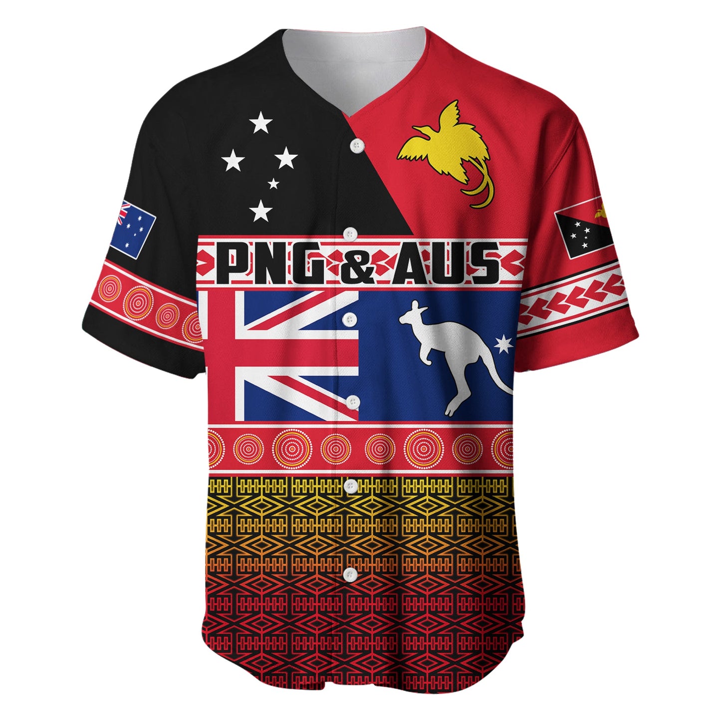 Papua New Guinea and Australia Baseball Jersey Polynesian PNG and AUS
