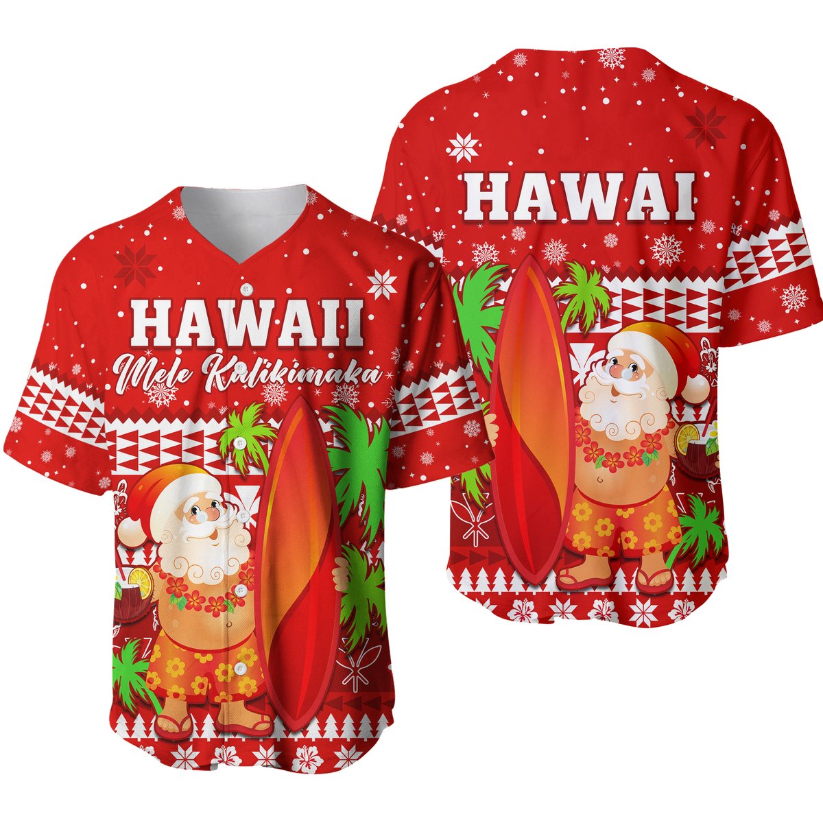 Mele Kalikimaka Baseball Jersey Santa Claus Hawaii Christmas