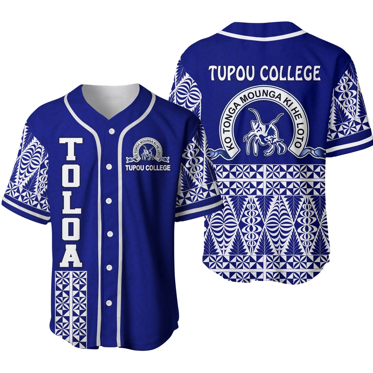 TOLOA Baseball Jersey Tupou College Tonga Pattern
