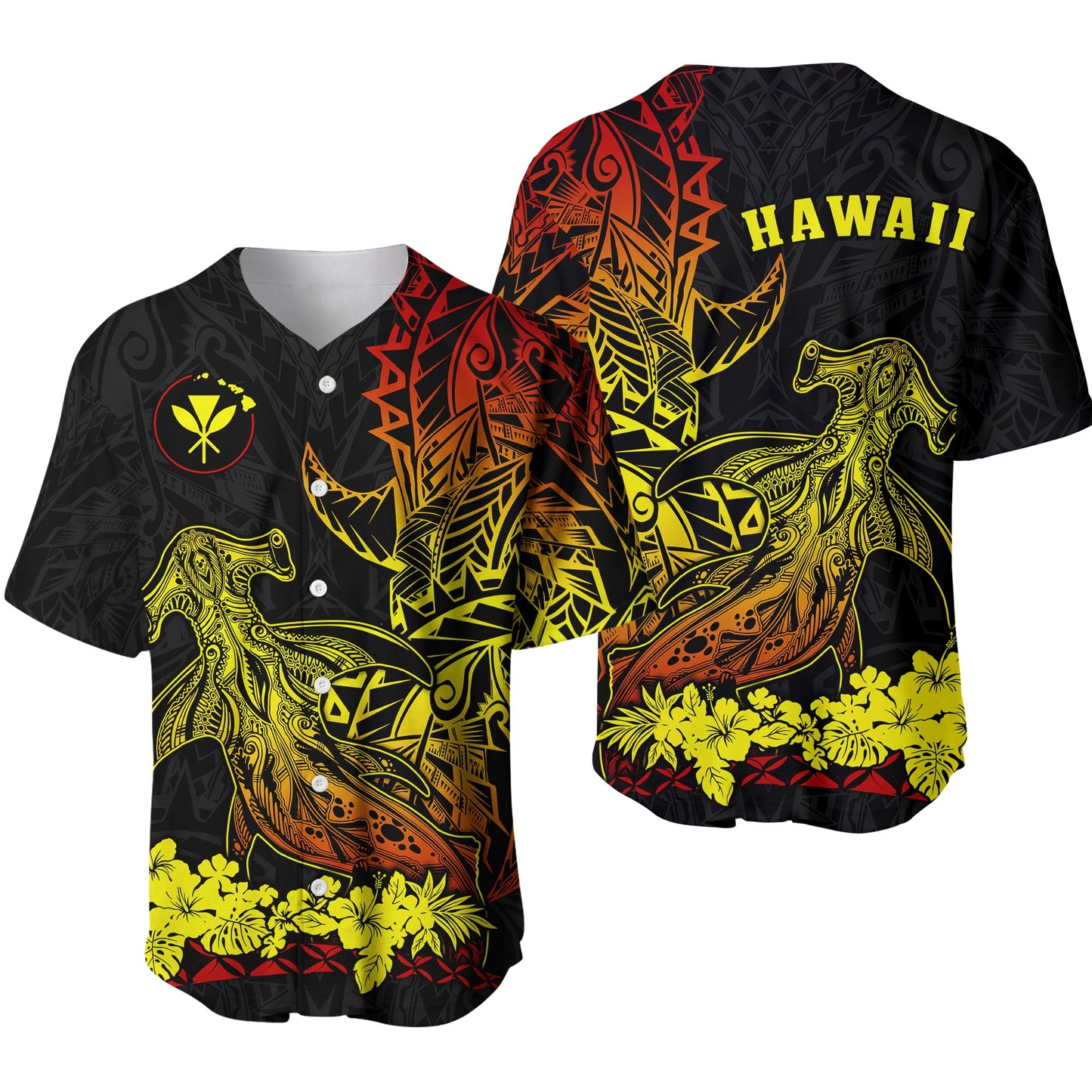 Hawaii Polynesian Baseball Jersey Wild Hammerhead Sharks Fresh Life