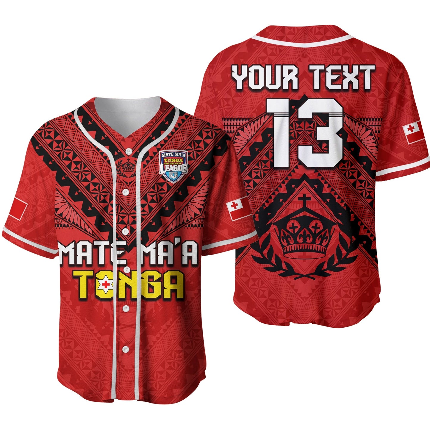 (Custom Text and Number) Tonga Rugby MMT Baseball Jersey Ngatu Mate Maa Tonga Simple Ver.02