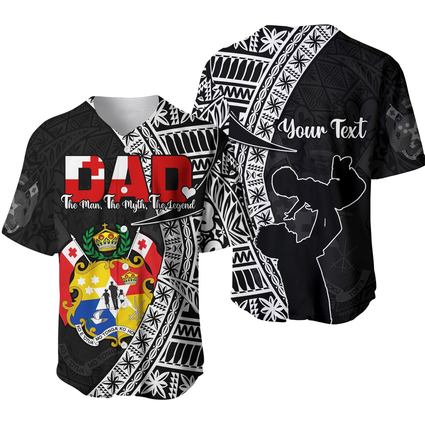 (Custom Personalised) Tonga Baseball Jersey Happy Tongan Fathers Day