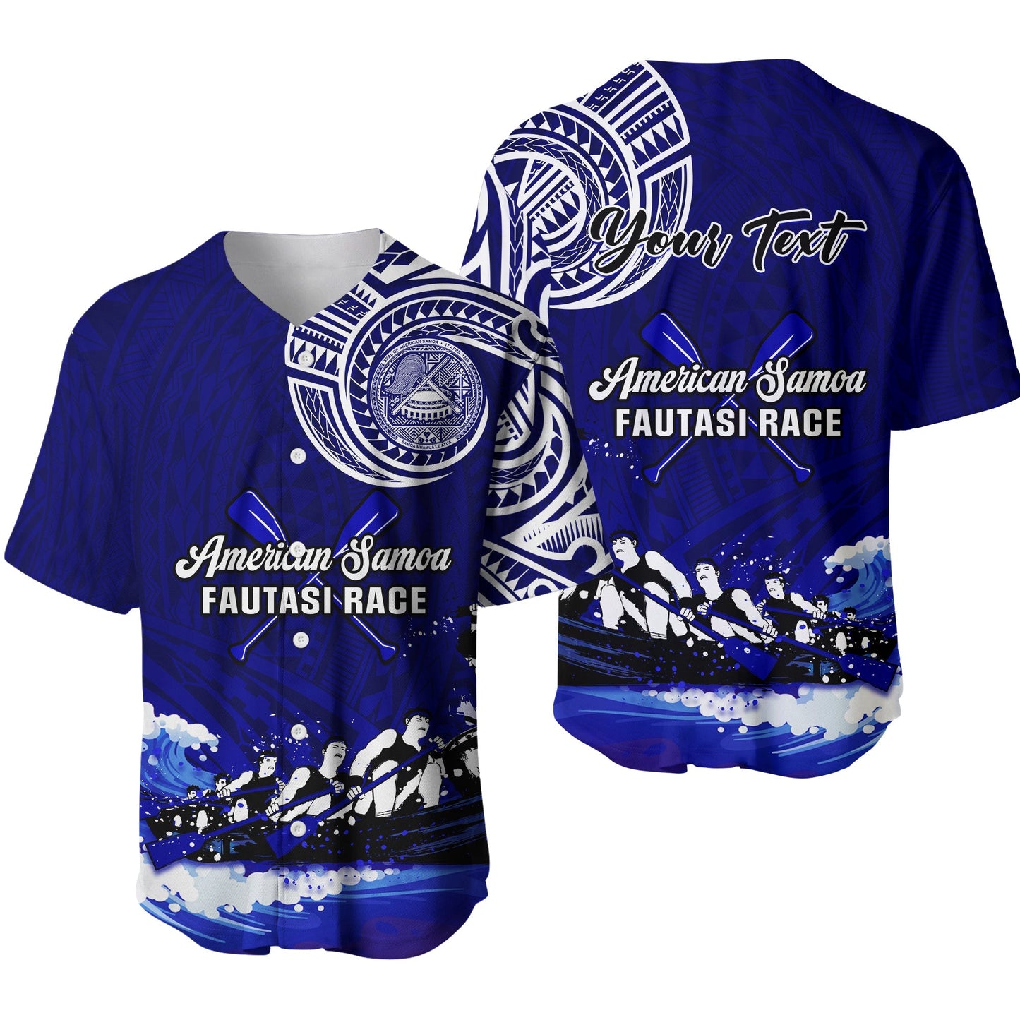 (Custom Personalised) American Samoa Baseball Jersey Fautasi Race Samoan Pattern Ver.01