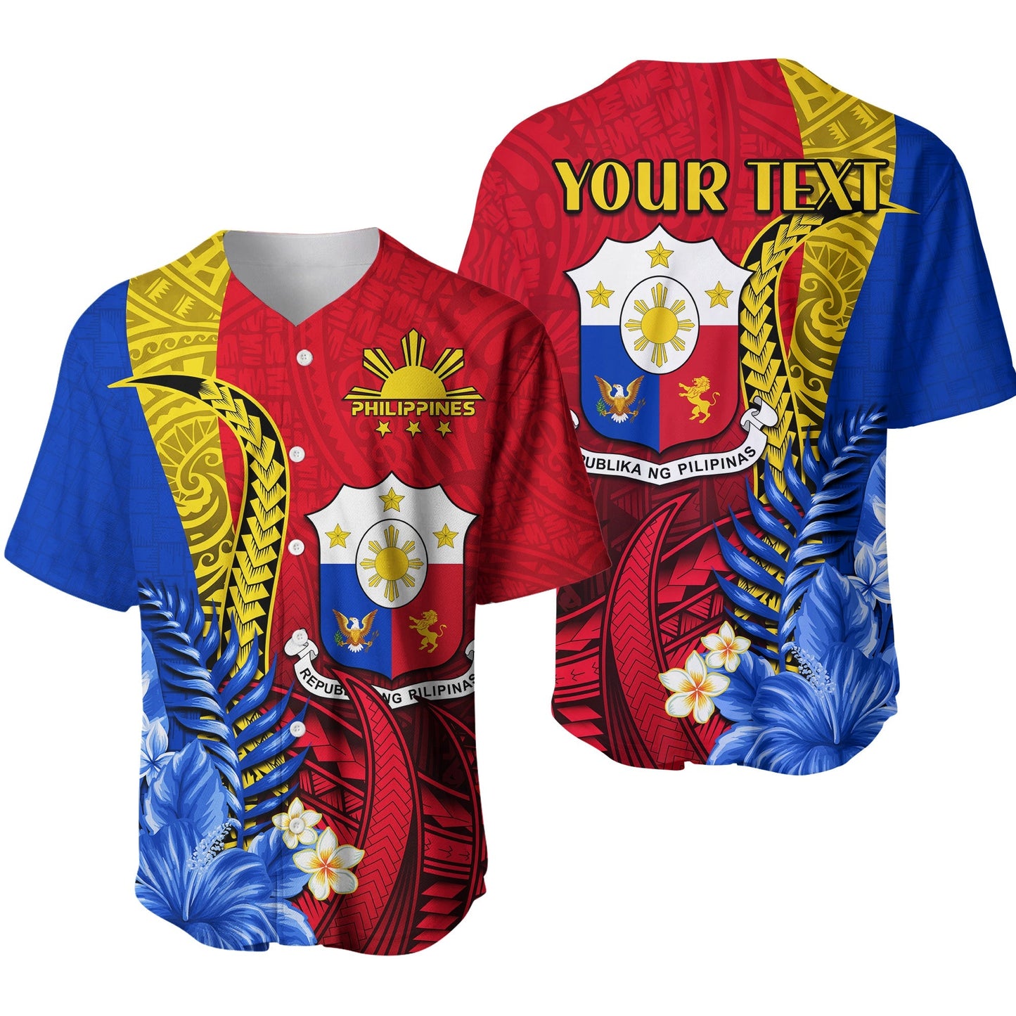 (Custom Personalised) Philippines Sampaguita Baseball Jersey Special Polynesian Sun Filipino