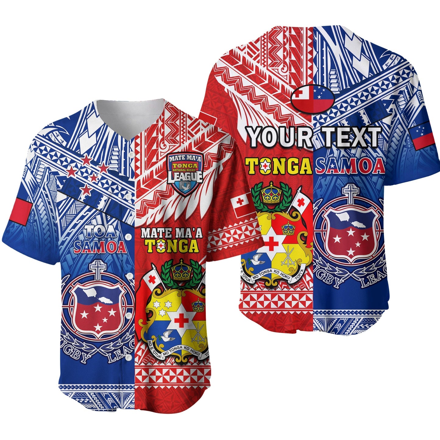 (Custom Personalised) Mate Maa Tonga And Toa Samoa Rugby Baseball Jersey Polynesian Pattern Ver.02
