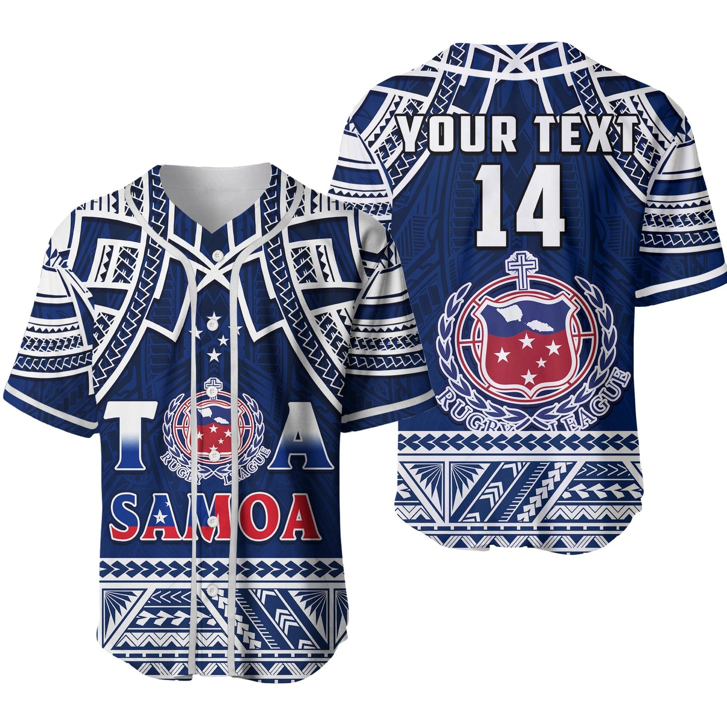 (Custom Personalise Text and Number) Samoa Rugby Baseball Jersey Toa Samoa Pacific Sporty Ver.02