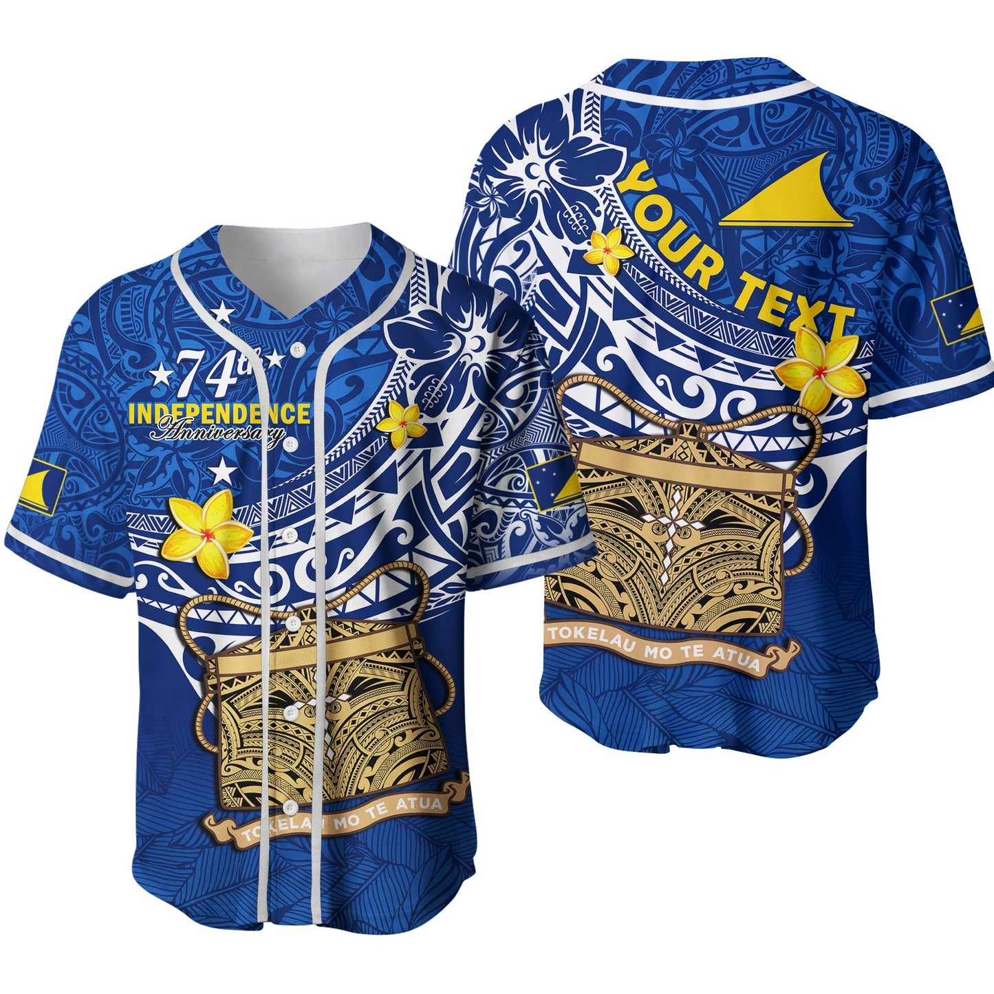 (Custom Personalised) Tokelau Baseball Jersey National Badge Polynesian Happy 74th Independence Anniversary Ver.02