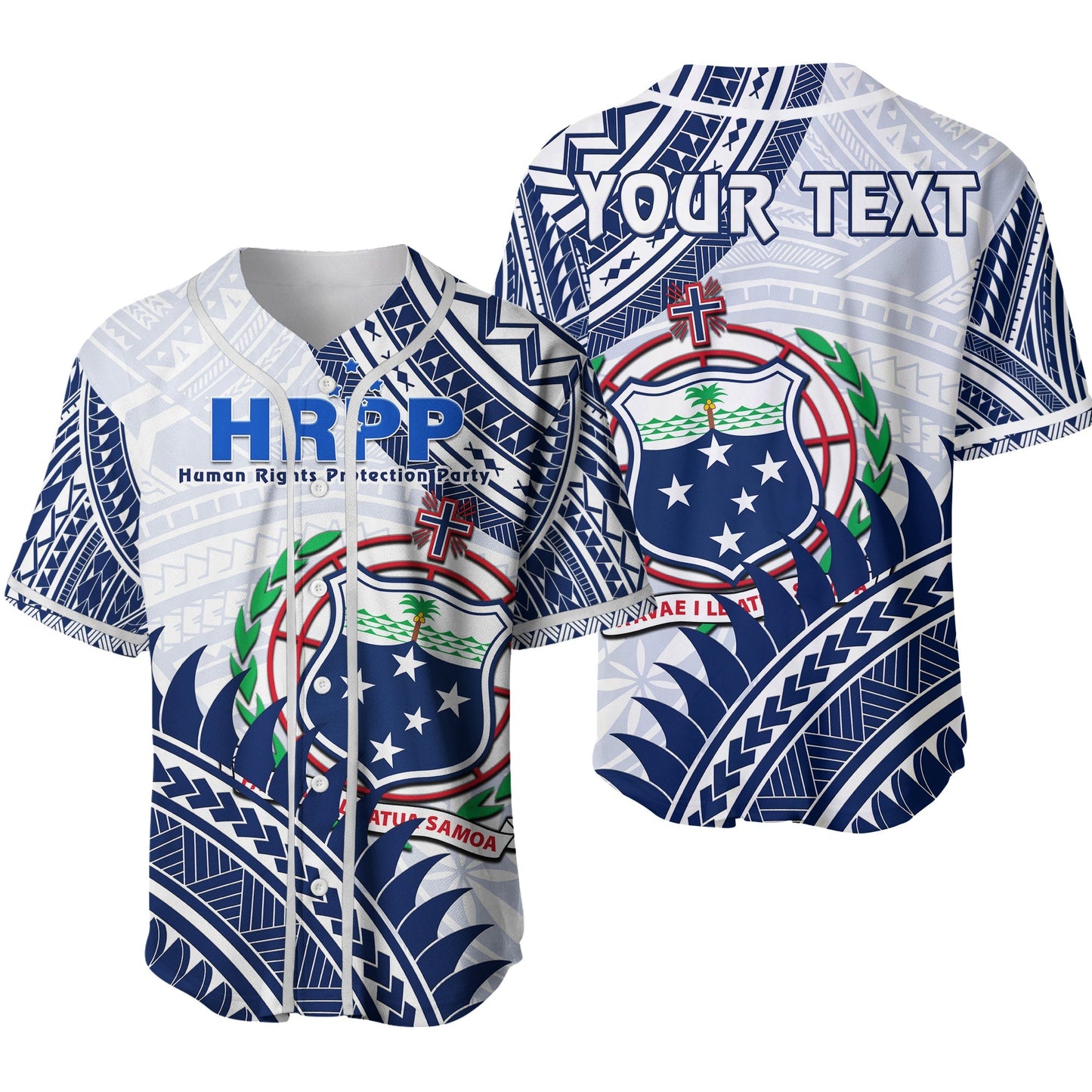 (Custom Personalised) HRPP Samoa Baseball Jersey Samoan Coat Of Arms Polynesian Pattern Ver.02