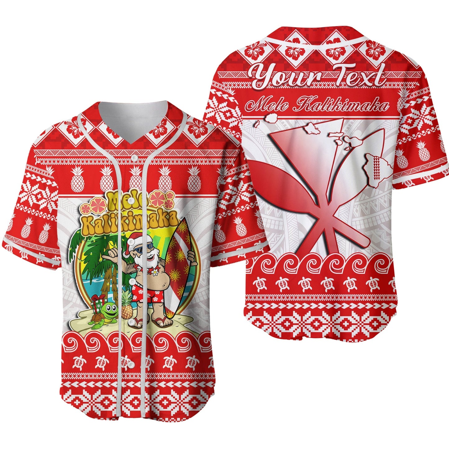 Custom Personalised Hawaii Christmas Baseball Jersey Kanaka Polynesian Santa Claus Mele Kalikimaka Ver.02