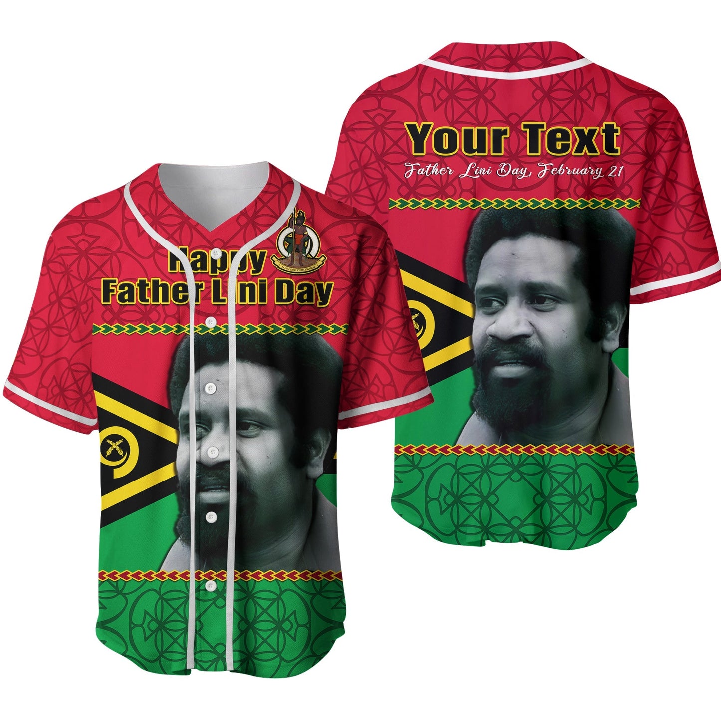 (Custom Personalised) Vanuatu Baseball Jersey Vanuatuan Flag Sand Drawing Happy Father Lini Day Ver.02