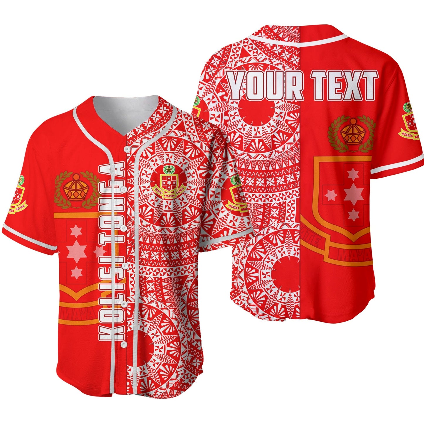 (Custom Personalised) Kolisi Tonga High School Baseball Jersey Tongan Ngatu Pattern Ver.02