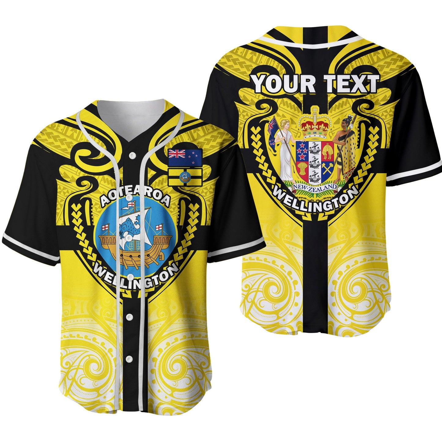 (Custom Personalised) Wellington Baseball Jersey New Zealand Maori Pattern Ver.02