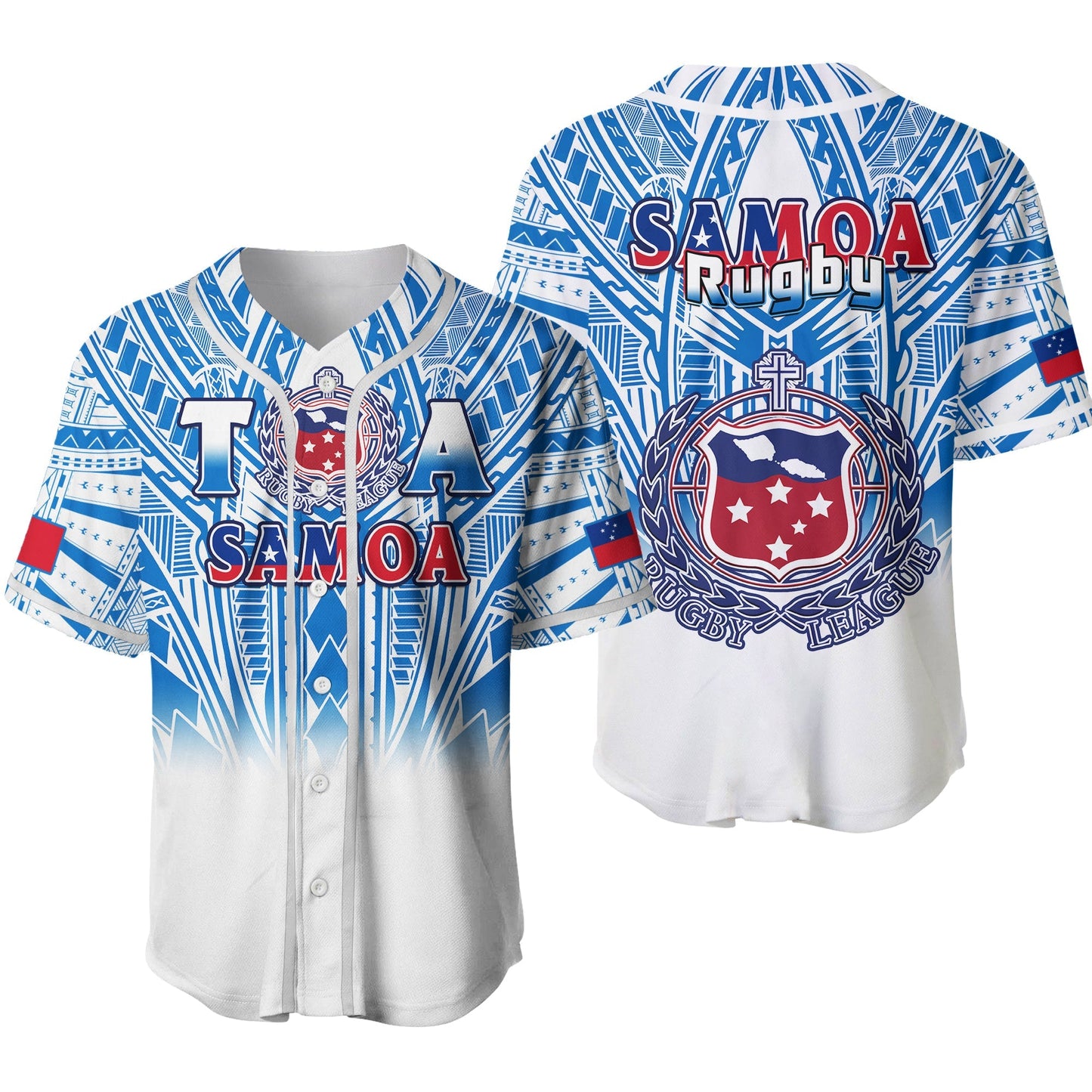 Samoa Rugby Baseball Jersey Toa Samoa Polynesian Pacific White Version Ver.02