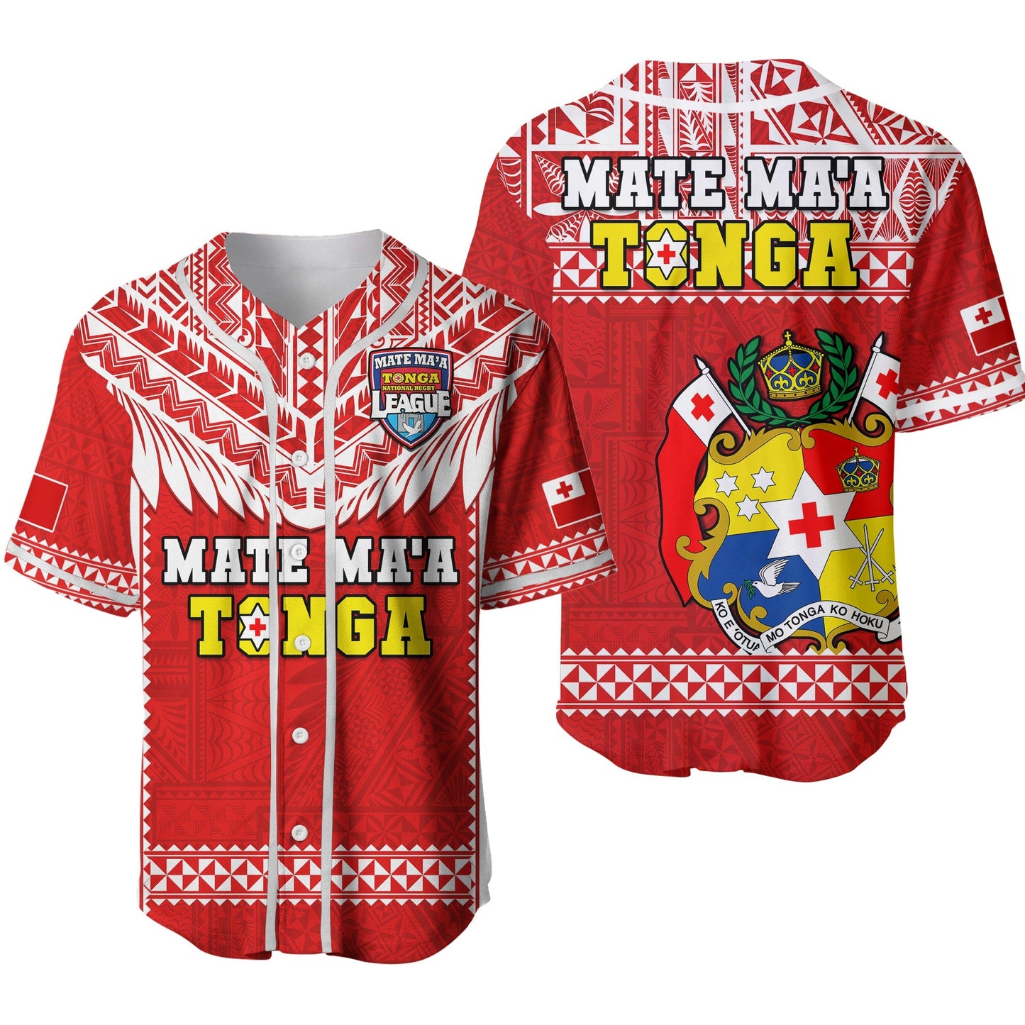 Tonga Rugby Baseball Jersey Mate Maa Tonga Pacific Ngatu White Ver.02