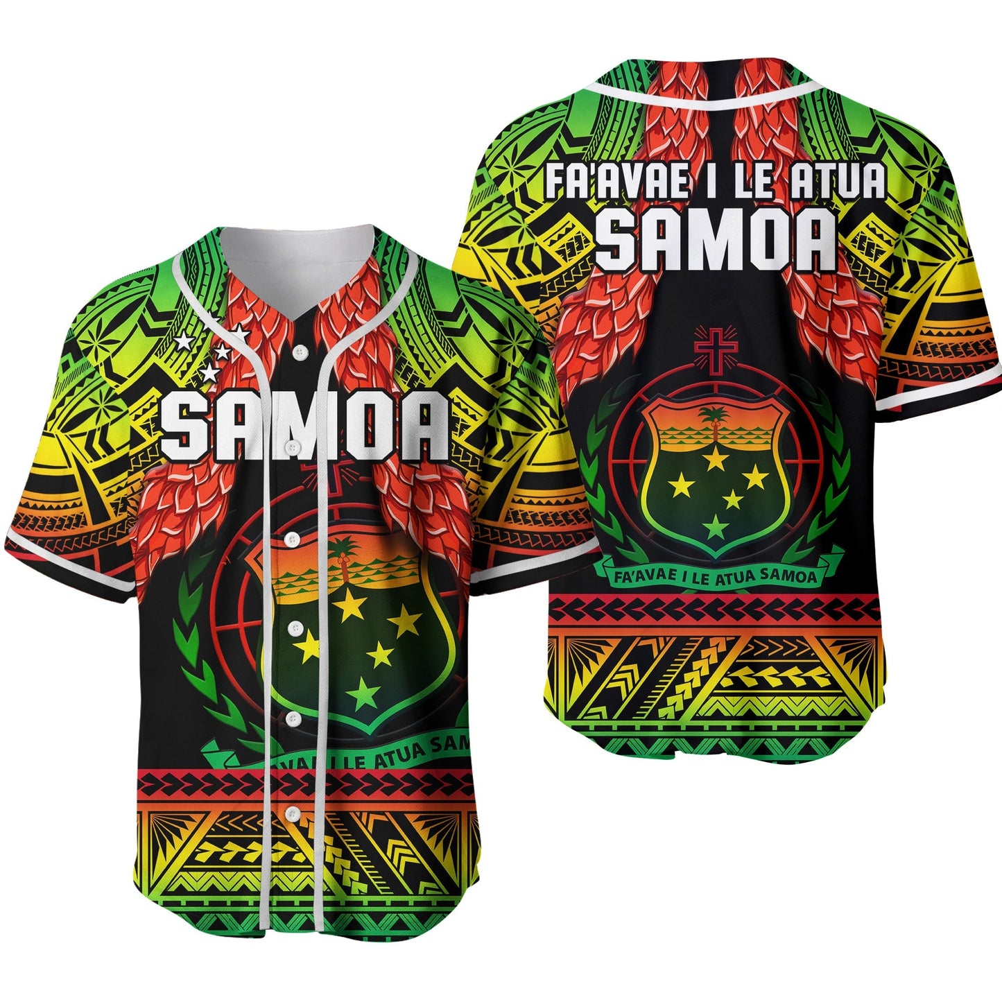 Samoa Rugby Baseball Jersey Teuila Torch Ginger Gradient Style 02