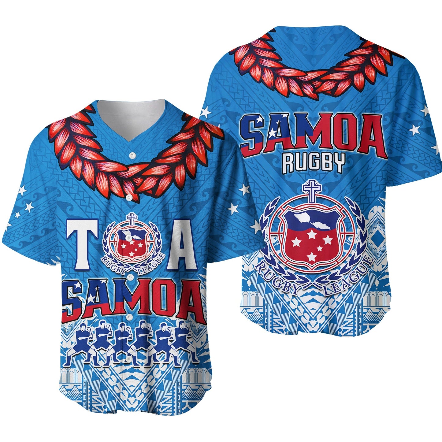 Toa Samoa Rugby Baseball Jersey Manu Siva Tau Style Ulafala