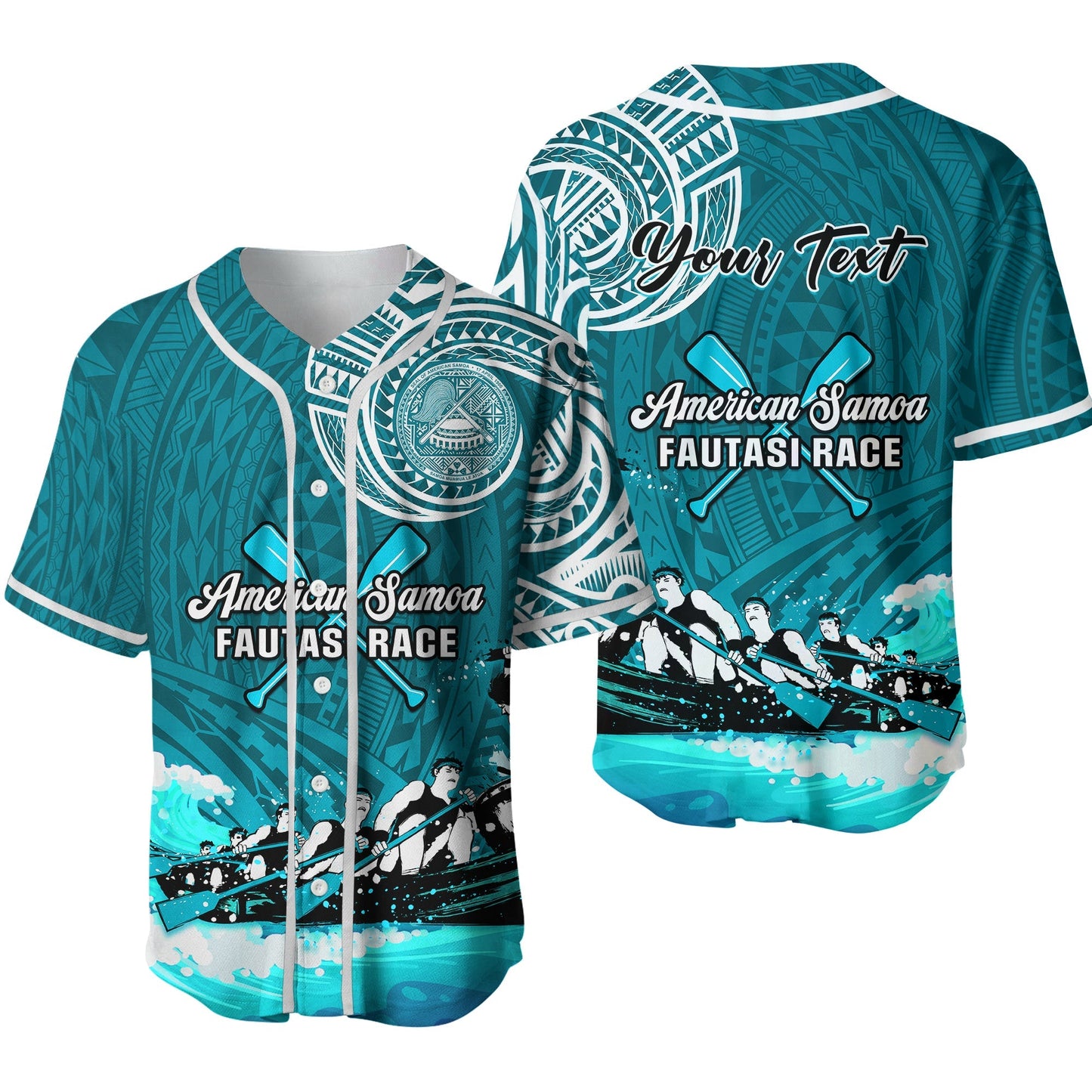 (Custom Personalised) American Samoa Baseball Jersey Border Fautasi Race Samoan Pattern Ver.03