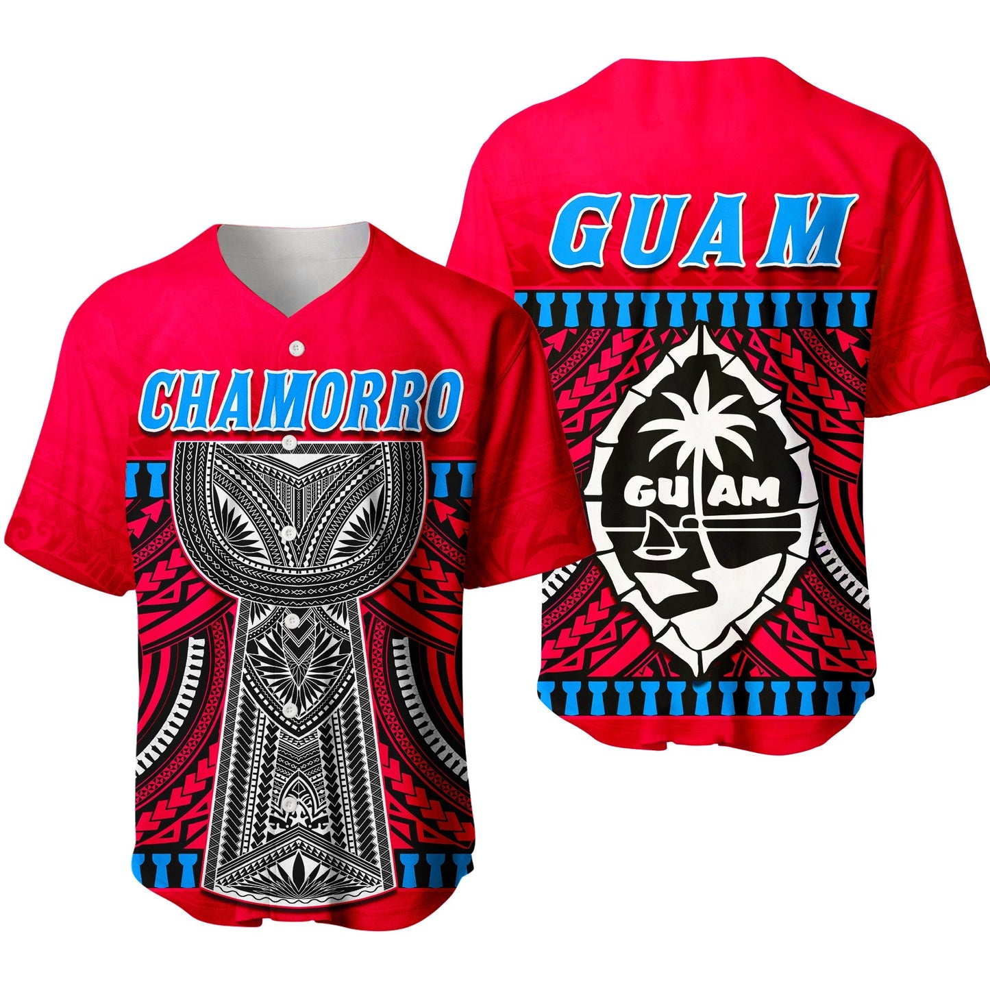 Guam Chamorro Baseball Jersey Latte Stone Red Polynesian Haligi Ver.01