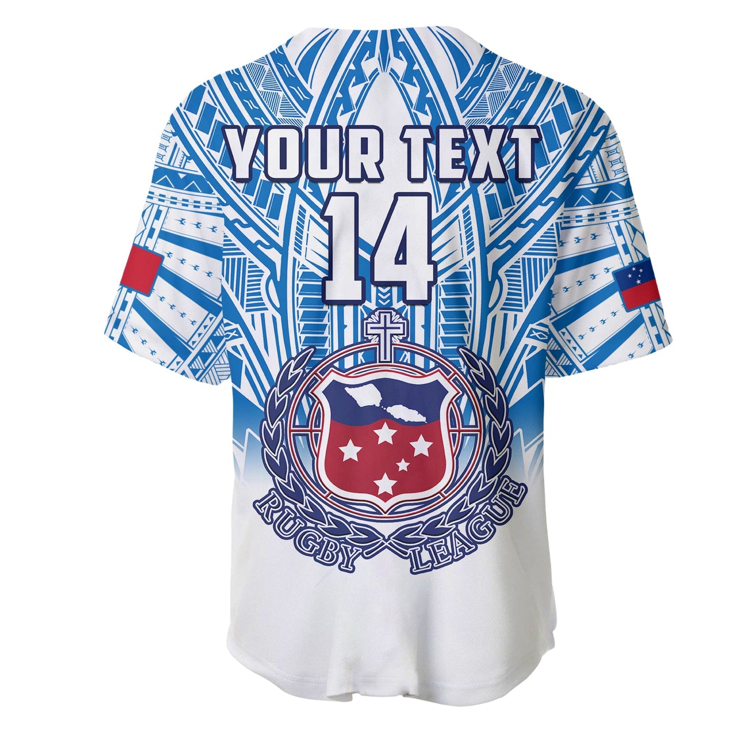 (Custom Text And Number) Samoa Rugby Baseball Jersey Personalise Toa Samoa Polynesian Pacific White Version