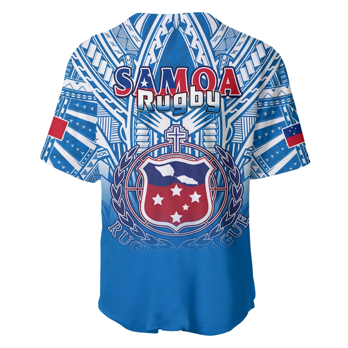 Samoa Rugby Baseball Jersey Toa Samoa Polynesian Pacific Blue Version