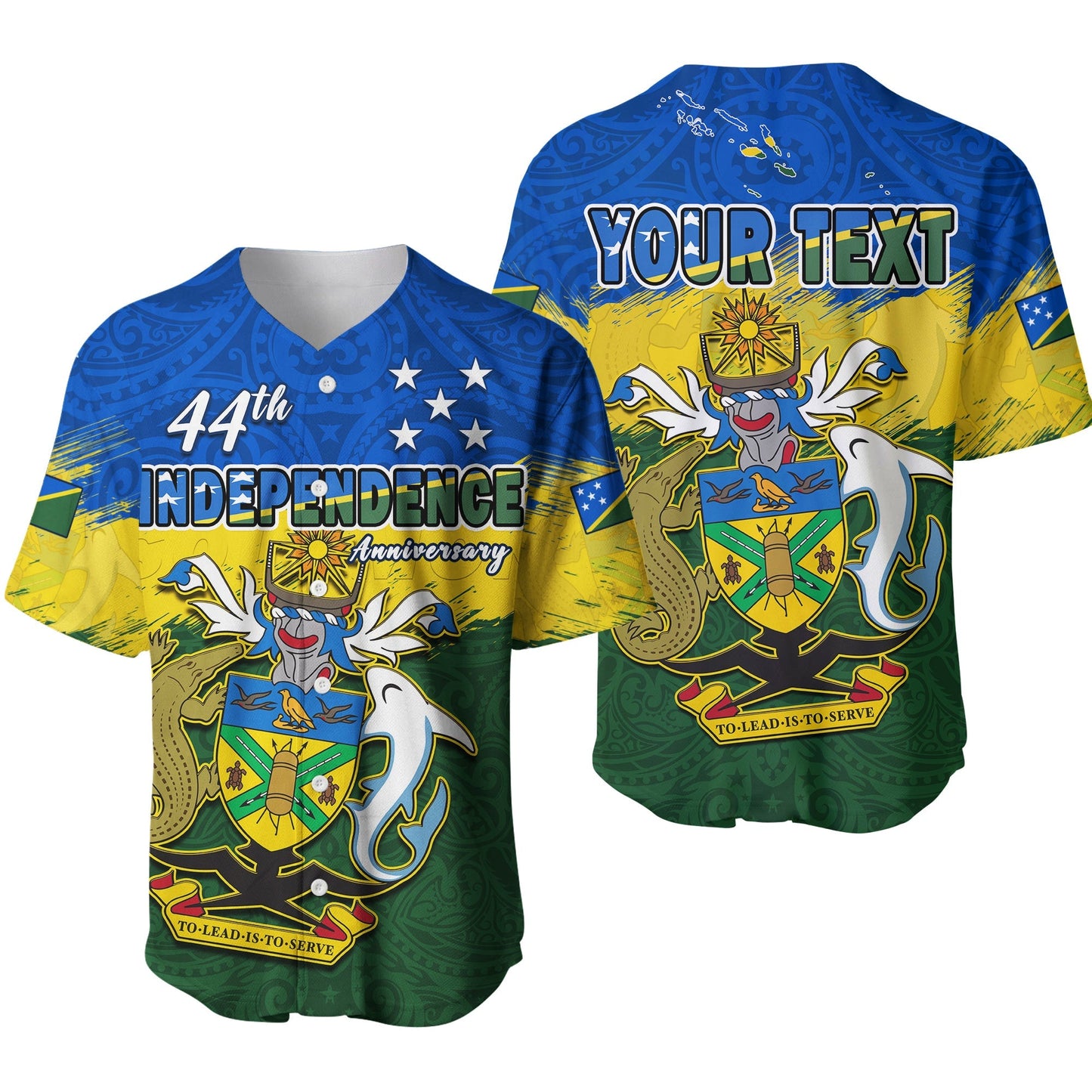(Custom Personalised) Solomon Islands Baseball Jersey Happy 44th Independence Anniversary Polynesian Pattern