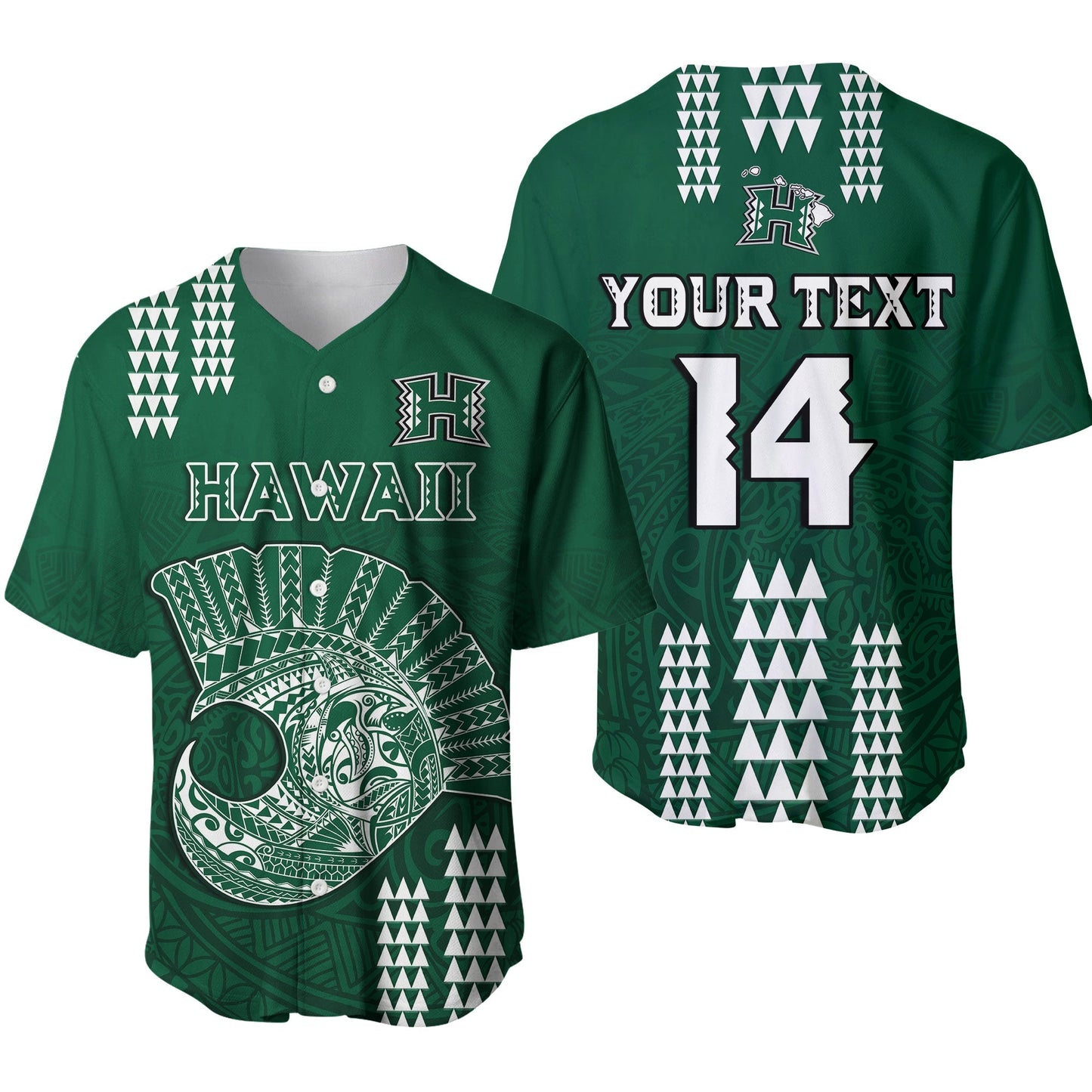 (Custom Text And Number) Hawaii Football Baseball Jersey Kakau Rainbow Warriors Helmet Ver.01