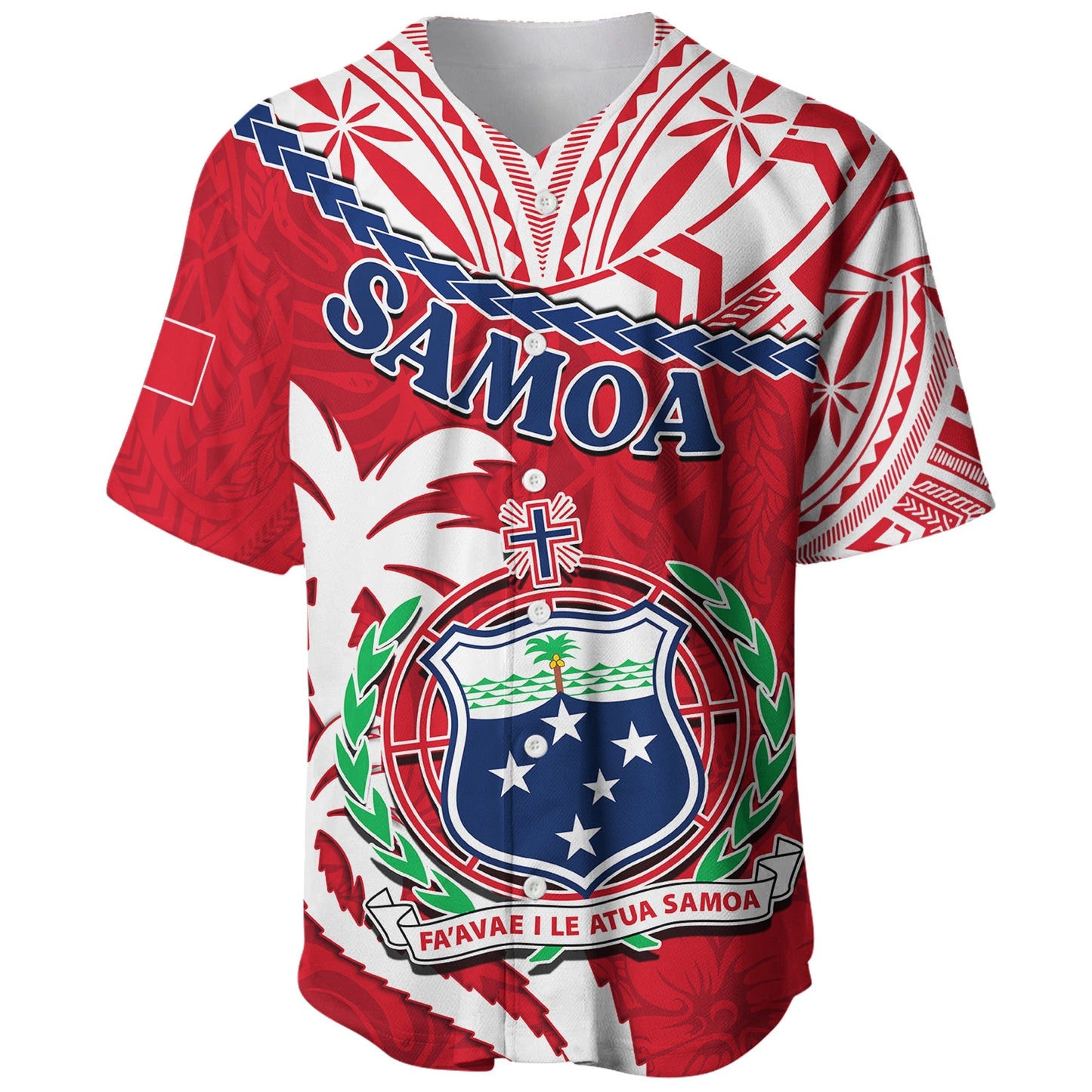 Samoa Baseball Jersey Samoan Coat Of Arms With Coconut Red Style