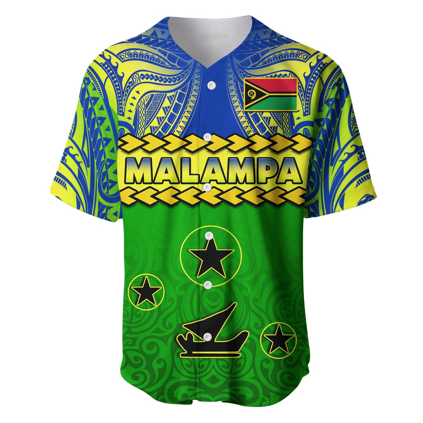 Malampa Province Baseball Jersey Vanuatu Pig Tusk Polynesian Flag Style