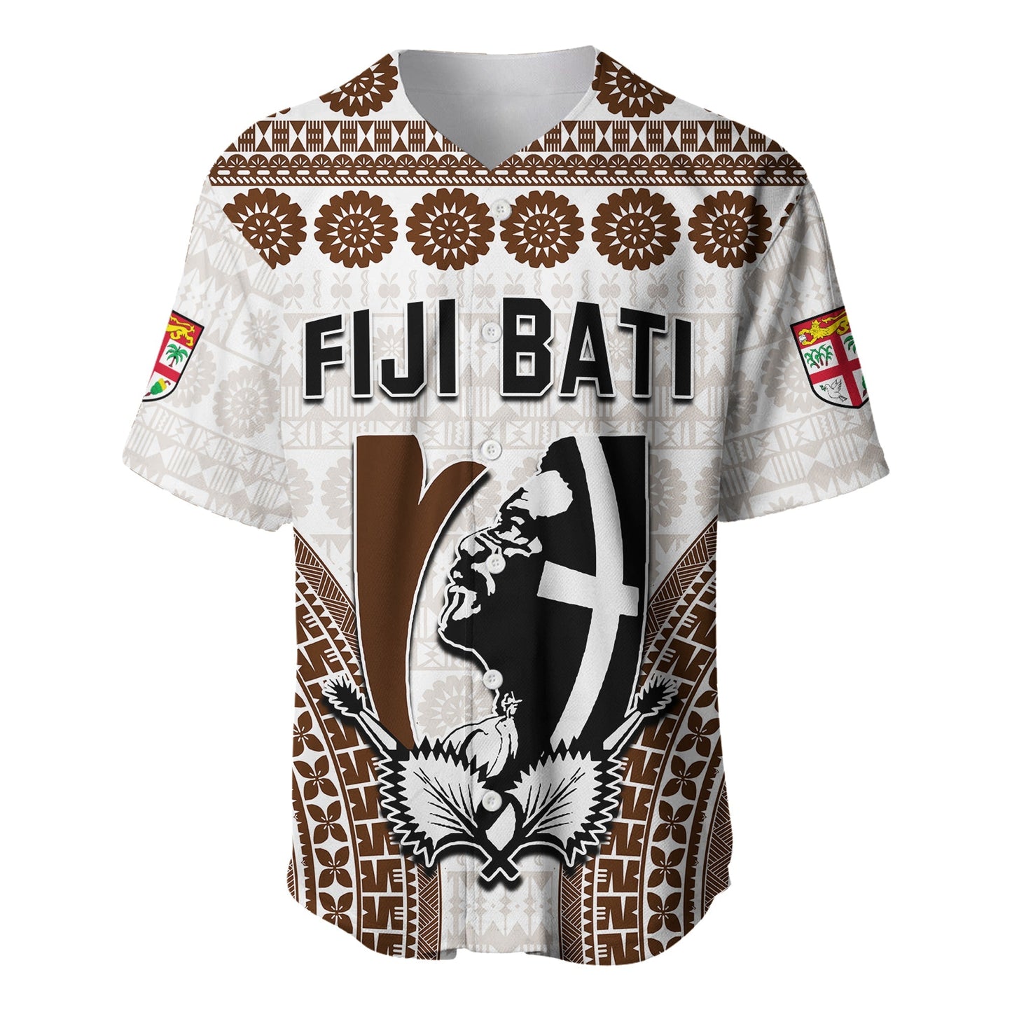 Custom Personalised Fiji Rugby Bati Baseball Jersey Proud Tapa Pattern