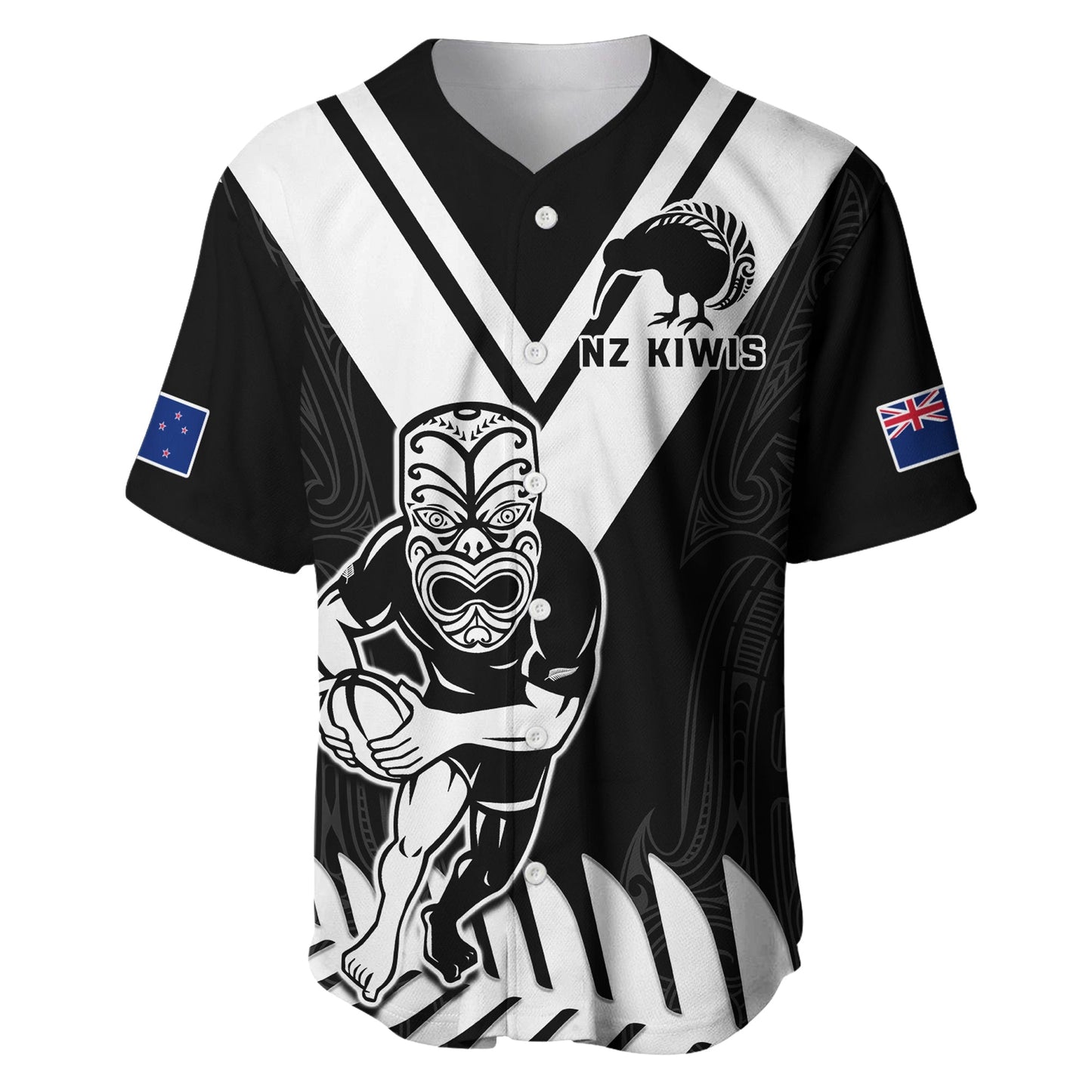 New Zealand Silver Fern Rugby Baseball Jersey NZ Kiwi Pacific Maori Sporty