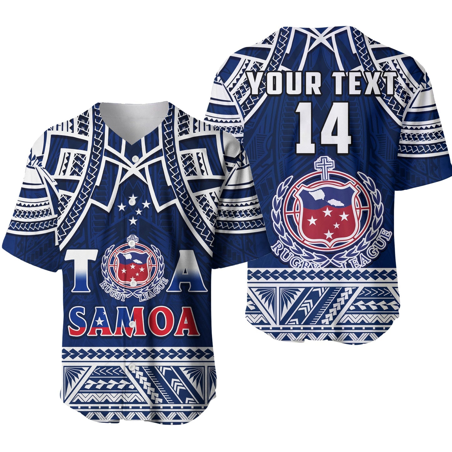 (Custom Personalise Text and Number) Samoa Rugby Baseball Jersey Toa Samoa Pacific Sporty