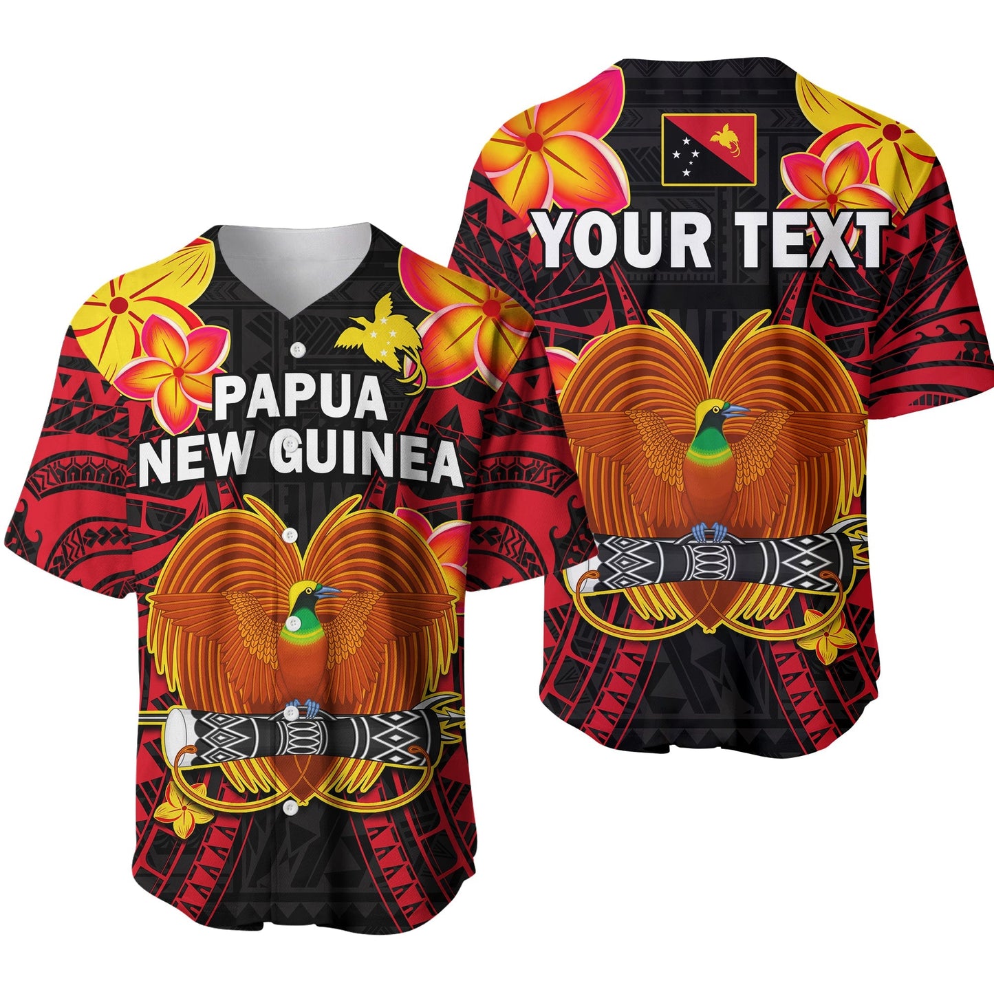 (Custom Personalised) Papua New Guinea Baseball Jersey PNG Bird Of Paradise Polynesian Pattern