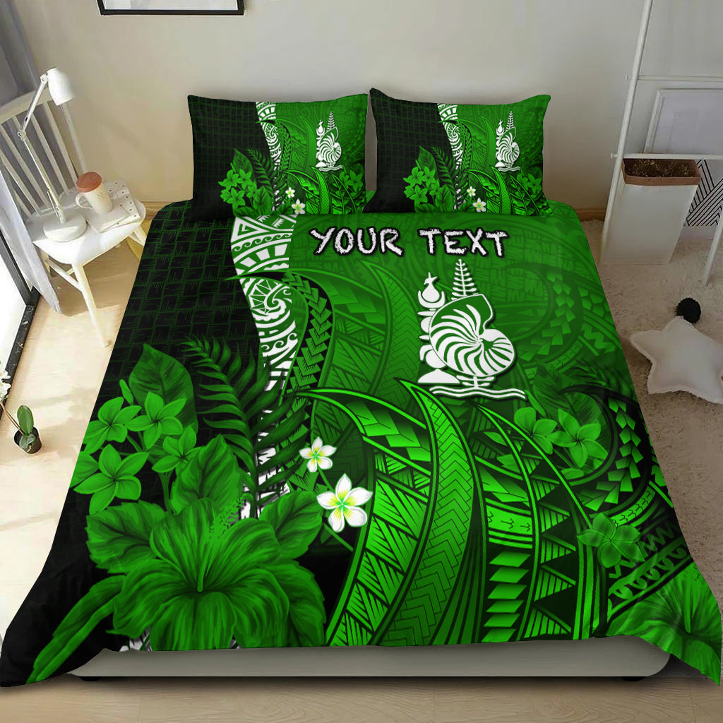 (Custom Personalised) New Caledonia Bedding Set Nautilus Green Polynesian Hibiscus